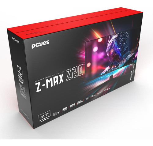 Monitor Gamer Pcyes Curvo Z-max Z20 31,5 Full Hd 240hz 1ms