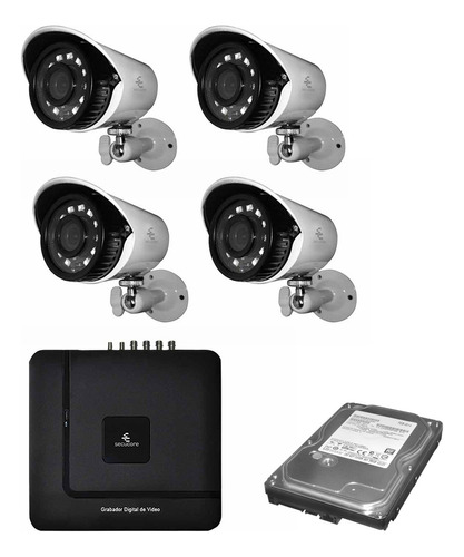 Kit Seguridad Video Vigilancia 4 Camaras Hd Disco Duro 1tb