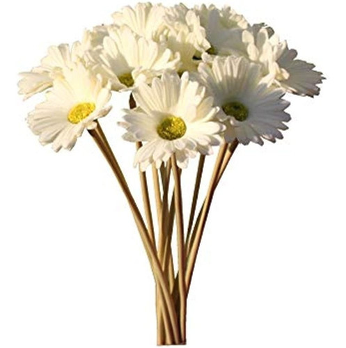 Mandys 12 Piezas De Látex Blanco Artificial Gerbera Margarit