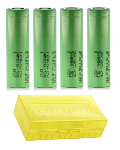 Pack De 4 Baterias Recargables Samsung 25r 18650 De 2500mah