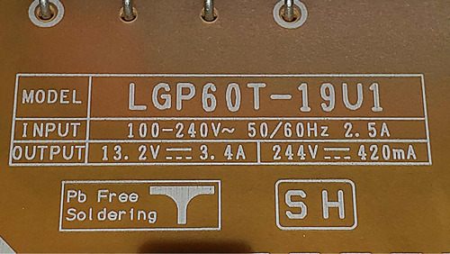 Fuente De Poder Lg 60um7200pua Eax68942901 (1.5) Lgp60t-19u1 (Usado)