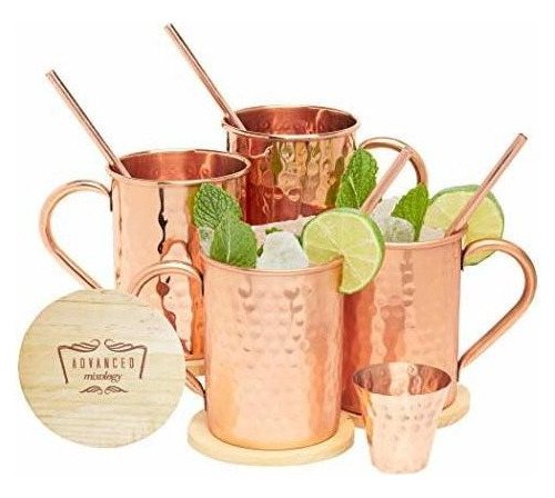 Juego De Regalo De Tazas De Cobre Moscow Mule, 100 Co