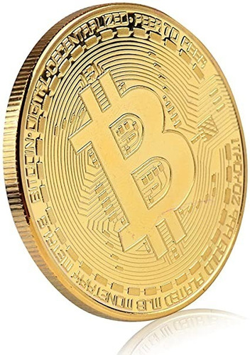 Imagen 1 de 7 de Moneda Metálica Bitcoin Física Dorada Colección