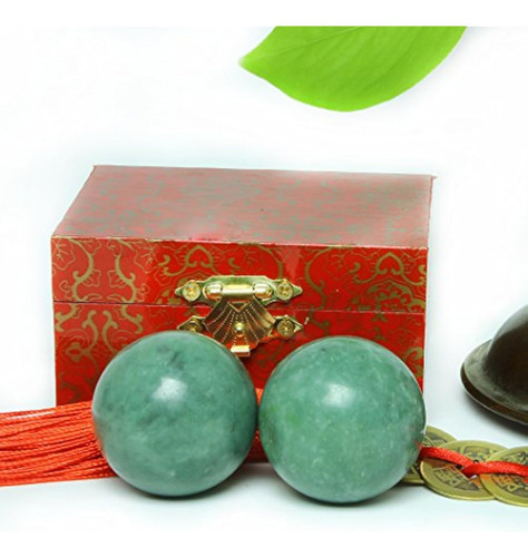 Bolas De Marmol Verde Baoding Terapia China Anti Estres Verde
