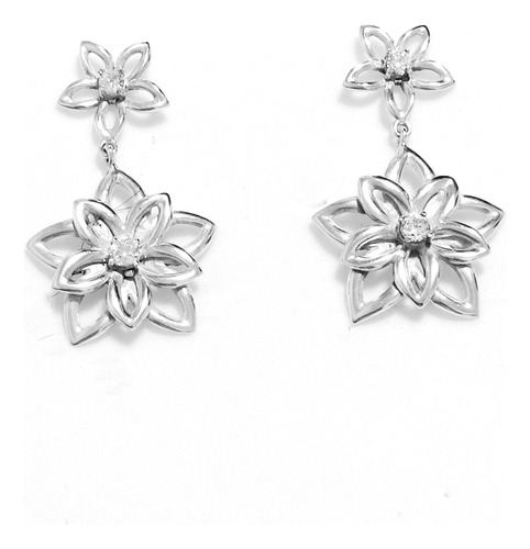 Aretes De Flores Calado Fino Mujer Regalo De Plata Dama 