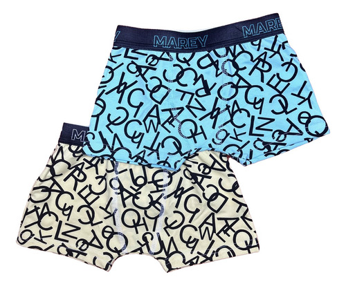 Boxer Marey 5022 De Niño Algodón Y Lycra Letras  Pack X 2