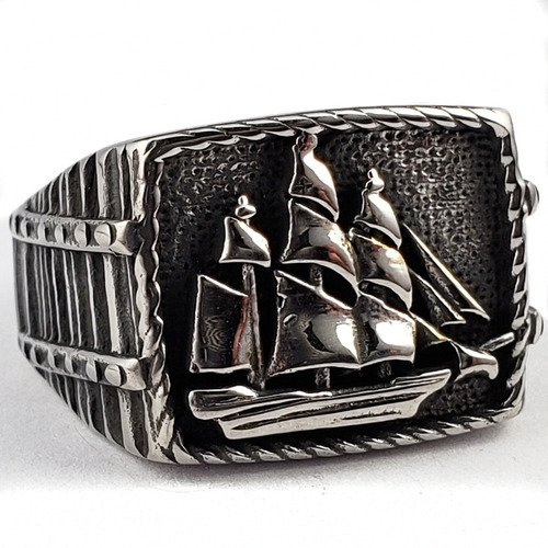 Anillo Capitán Barco Acero Inoxidable Hombre Mujer Calavera