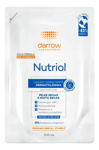 Loção Hidratante Corporal Nutriol Peles Secas Refil S/perfum