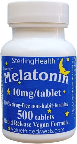 Melatonina Vegana 10mg 500 Tabletas Rapida Liberacion Eg M59 Sabor Nd