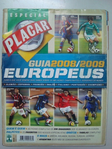 Revista Placar Guia Europa 2008 2009 Futebol Europeu