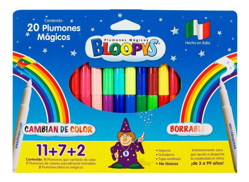 Imagen 1 de 10 de Plumones Mágicos Bloopys * Cambian De Color Y Se Borran *