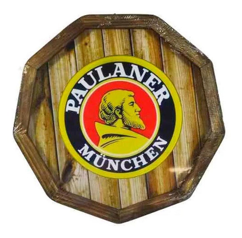 Quadro Tampa De Barril Em Madeira Cerveja Paulaner Münchner Cor Único