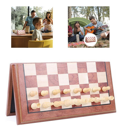 Competitivo Juego De Ajedrez Tallado De Madera De 15