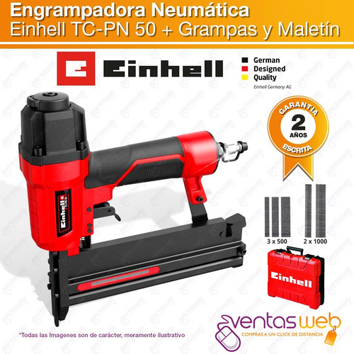 Imagen 2 de 7 de Engrampadora Clavadora Neumatica Maletin + Clavos + Grampas