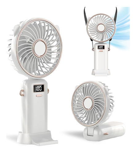 Portable Handheld Fan, 4000mah Usb-c Rechargeable Battery Op