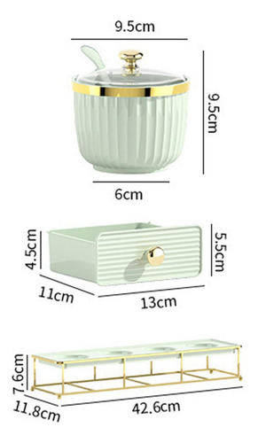 Macetas De Especias De Cocina, Tarro Verde Claro 4 Rejilla