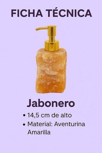 Jabonera Cristal En Bruto Cuarzo Baño Cocina Dispenser Jabón Color Citrino