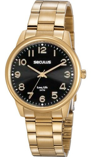 Relógio Seculus Feminino Quartz Ref.: 20863lpsvda2 Cor da correia Dourado