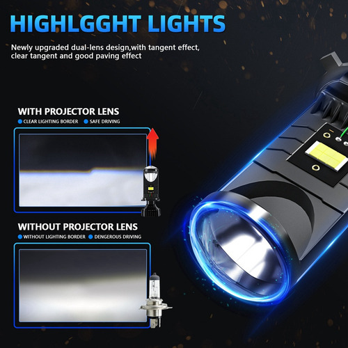 Lente De Projetor H4 Bi-led 20000lm 80w Automóveis Bulb
