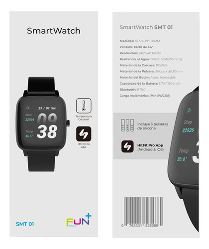 Smartwatch Reloj Inteligente Monitor De Salud Y Temperatura