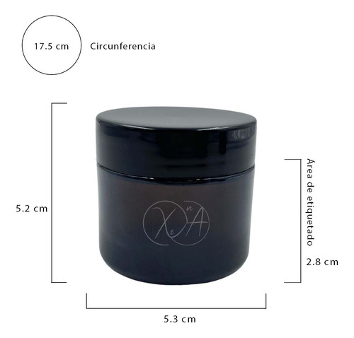 Pomadera Ámbar 2 Oz / 60 Ml Con Tapa Negra Liner 50 Pzs