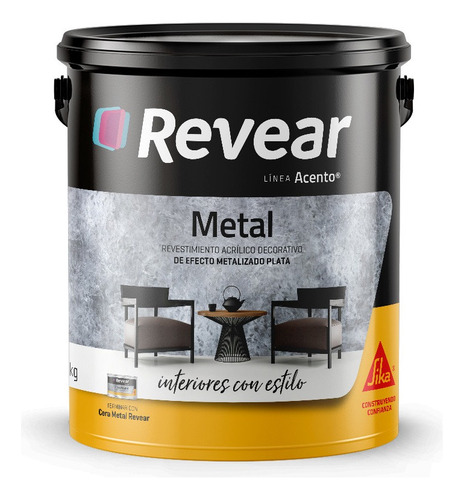 Revear Revestimiento Acrílico Decorativo Metalizado 5kg Rex Color Metalizado Metal (plata)