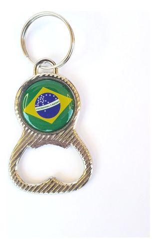 Chaveiro Abridor De Garrafas Bandeira Do Brasil Metal 6x4cm