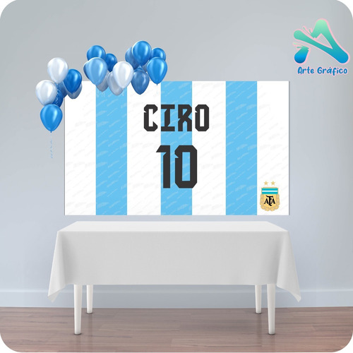 Banner Fondo Candy Bar Cumpleaños Selección Argentina 120x70