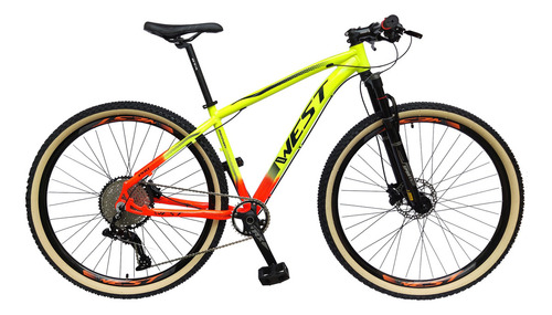 Bicicleta Aro 29 Prowest Discovery 12v Rx Hid Trava Guidão Cor Amarelo/laranja Neon Tamanho Do Quadro 19
