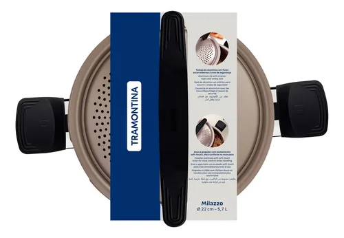 Olla Pasta Espaguetera Antiadherente Tramontina Milazzo para espaguetis 22 cm color almendra