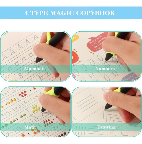 Cuadernos Magico Caligrafía Reutilizables 4 Español+4 Inglés