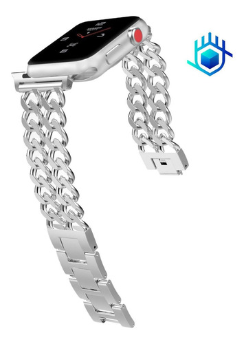 Imagen 8 de 10 de Correa Extensible Cadena + Mica Para Apple Watch Metal Lujo