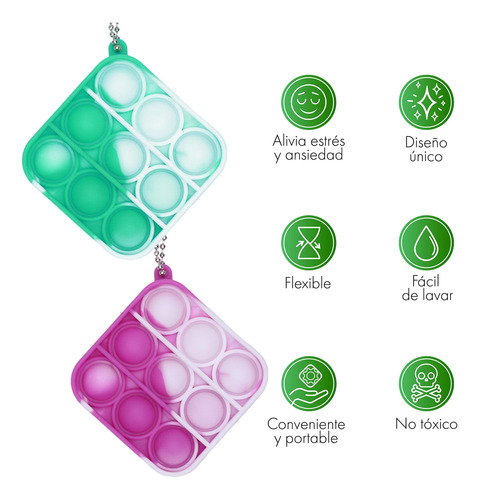 Kit De 2 Piezas Fidget Toys Pop It. Juguete Y Llavero