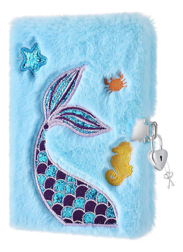 Plush Mermaid Notebook A5 Glitter Journal Diario De Sir...