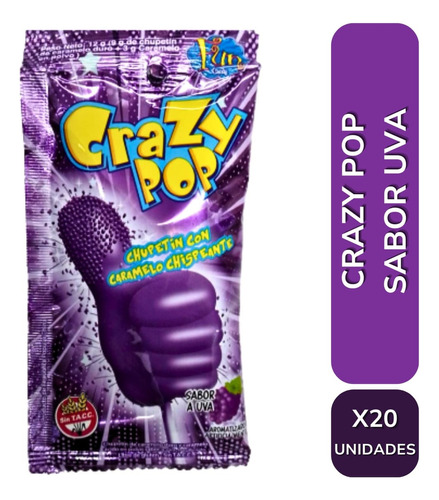 Pack X 3 Crazy Pop Sabor Uva X20uni