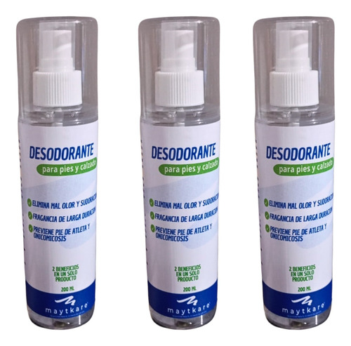 Desodorante Pies Y Calzado 2en1 Spray Maytkare Pack De 3unid