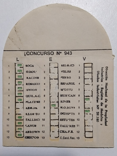 Antigua Boleta De Prode. Concurso 943. (Usado)