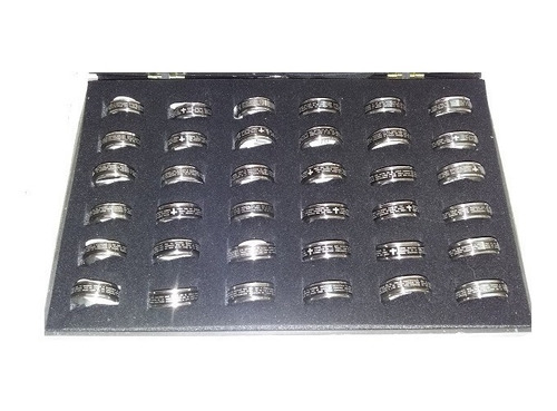 Caja 36 Anillos Padre Nuestro Anti Estres N° 17 Al 20 Unisex