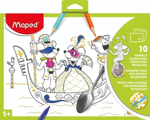 Kit Coloreo Maped Creativ Hojas Metalizadas P/ Dibujar