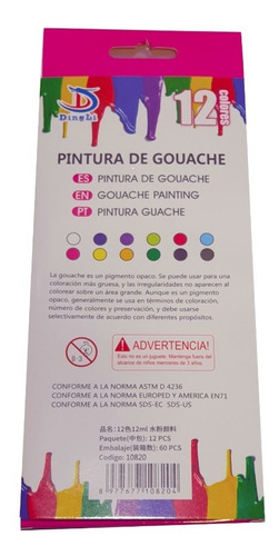 Pintura - Tempera De Gouache - Guache 12 Colores 12 Ml