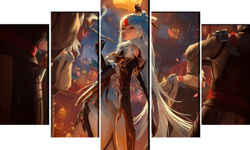 Cuadro 5 Piezas Decorativo Anime Genshin Impact Textura
