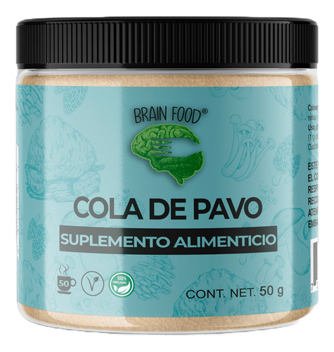 Cola De Pavo Orgánica En Polvo - Adaptógeno Natural Vegano Sabor Hongo Cola De Pavo Orgánico