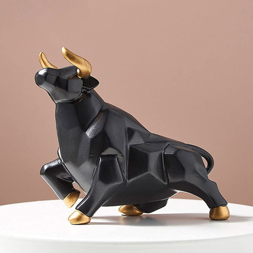 Estatua De Toro Resina Negra Figura Lobo Decoración L Color