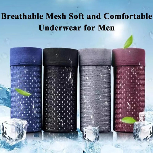 . Boxer Tejido De Seda De Hielo Para Hombre 4 Piezas