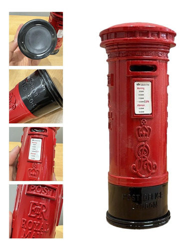 Hucha De Metal Con Buzón Rojo Caja De Dinero Con Ahorro De M