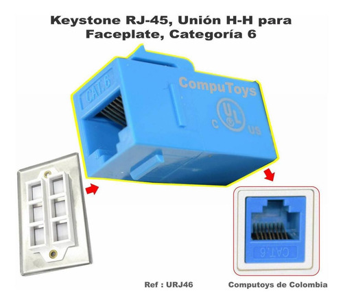Imagen 1 de 6 de Keystone Cat6 Rj-45 Unión H - H Ref: Urj46 Computoys Sas