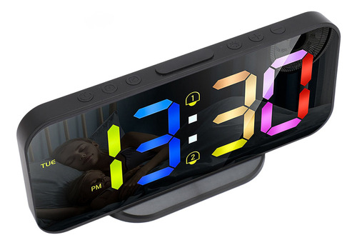 Reloj Despertador Digital Led Con Espejo Electrónico Ajustab