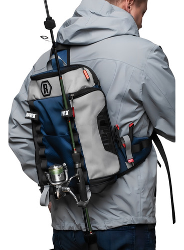 Mochila Rapala Countdown Slig Bag 42x25x13cm Color Azul/gris Diseño De La Tela Lisa