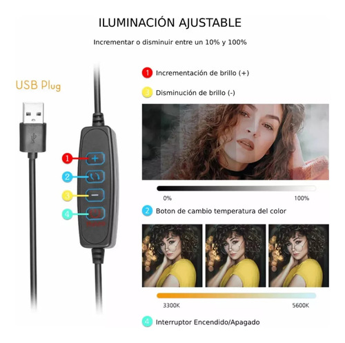 Combo 2 Tripodes Aro De Luz 26 Cm + Panel Fotografia Led Iluminadores Veoquiero
