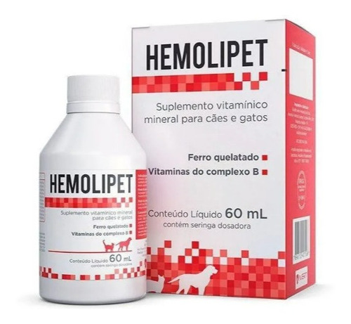 Avert Hemolipet 60ml Suplemento Vitamina Minerais Cães Gatos